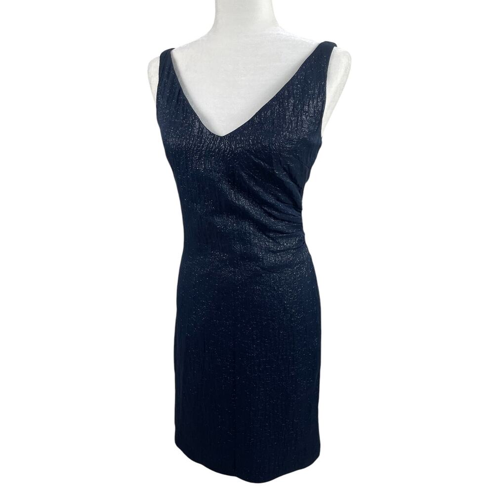 Vintage Tocca Silk Wool Shimmer Cocktail Dress Side Ruched Old Hollywood Sz 2 - Picture 2 of 13